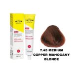 رنگ مو یلو شماره 7.45 بلوند مسی ماهاگونی متوسط MEDIUM COPPER MAHOGANY BLONDE حجم 100 میل