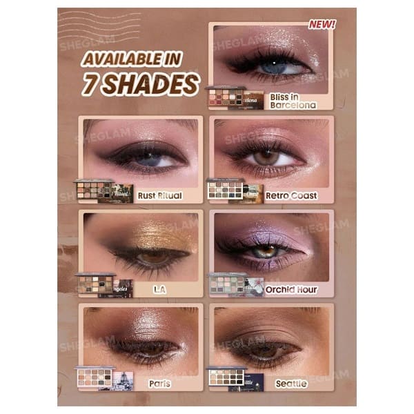پالت سایه ۱۵ رنگ Bliss In Barcelona شیگلم (SHEGLAM Bliss In Barcelona 15-Pan Palette)